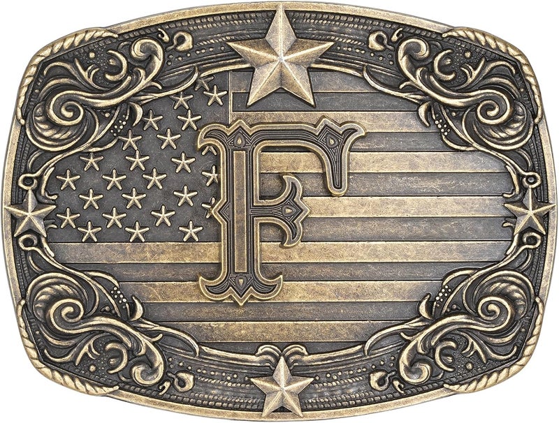 Flipslo Store Western Belt Buckle for Men Women Initial Letter A to Z Cowboy Belt Buckle Texas Buckle hebillas vaqueras para hombre - Image 1